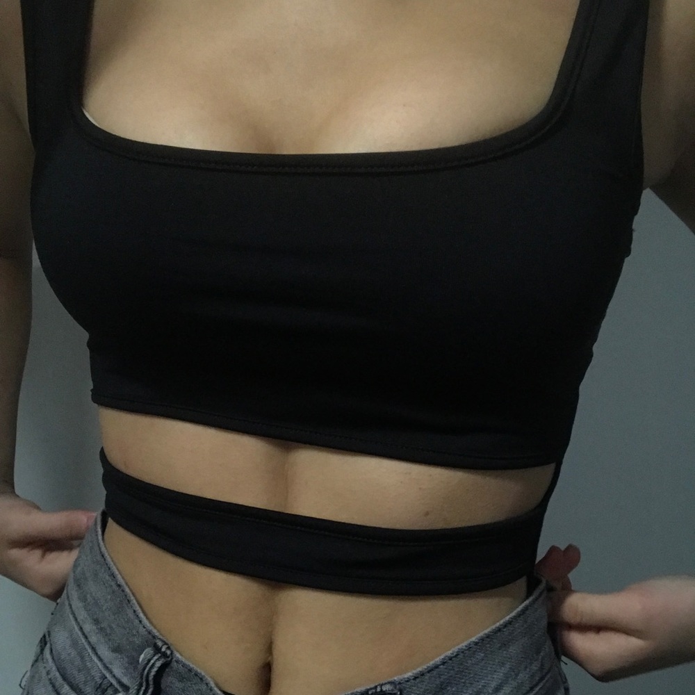 Black Slit-cut-out Bodysuit